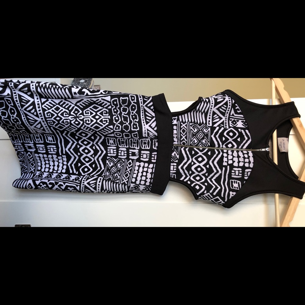 Tribal Print Bodycon Dress with Cut-Out Sides